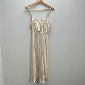 Erica Tanov Long Lola Silk Charmeuse Dress Alabaster Slip Size 1 US 6 8 New NWT